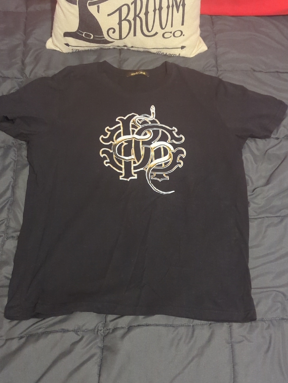 Authentic Roberto Cavalli Snake Monogram Designer Tee Shirt Size M